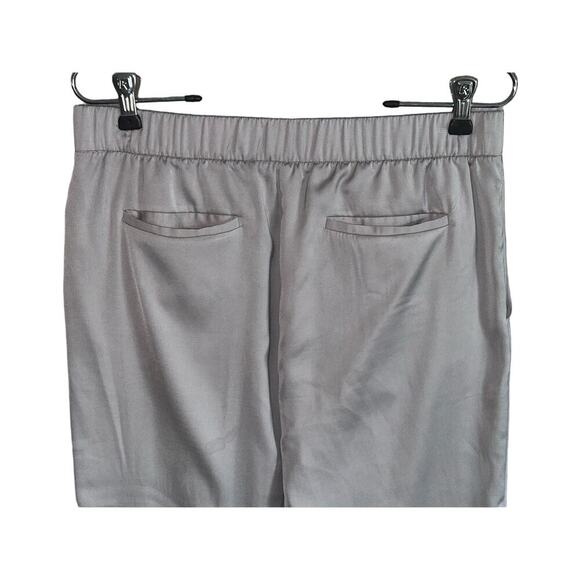 Halston Heritage Sz 6 Straight Leg Paneled Satin Pull On Trousers Elastic Waist - Picture 4 of 8